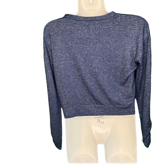 Zella Girls Blue Ling Sleeve Crop Top Small - Picture 2 of 11